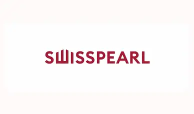 Logo of Swisspearl with stylized text.